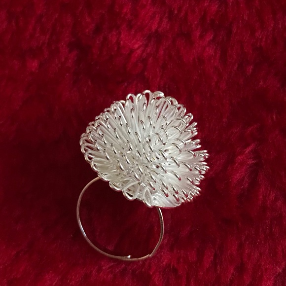 Handmade Silver Adjustable Flower Ring - Picture 10 of 11